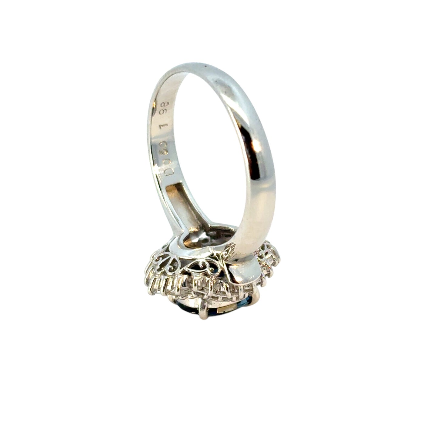 Platinum 1.98ct Oval Sapphire Center Diamond Cocktail Ring
