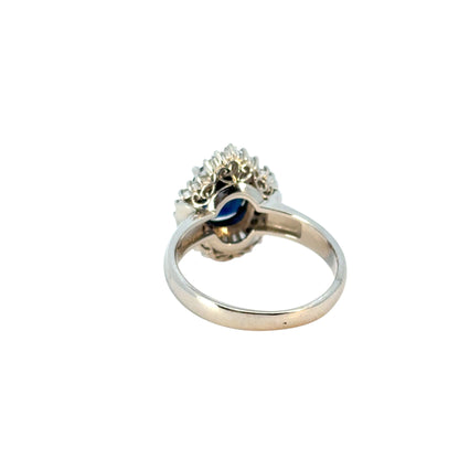 Platinum 1.98ct Oval Sapphire Center Diamond Cocktail Ring