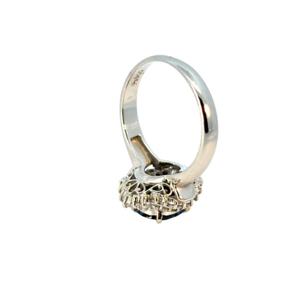 Platinum 1.98ct Oval Sapphire Center Diamond Cocktail Ring