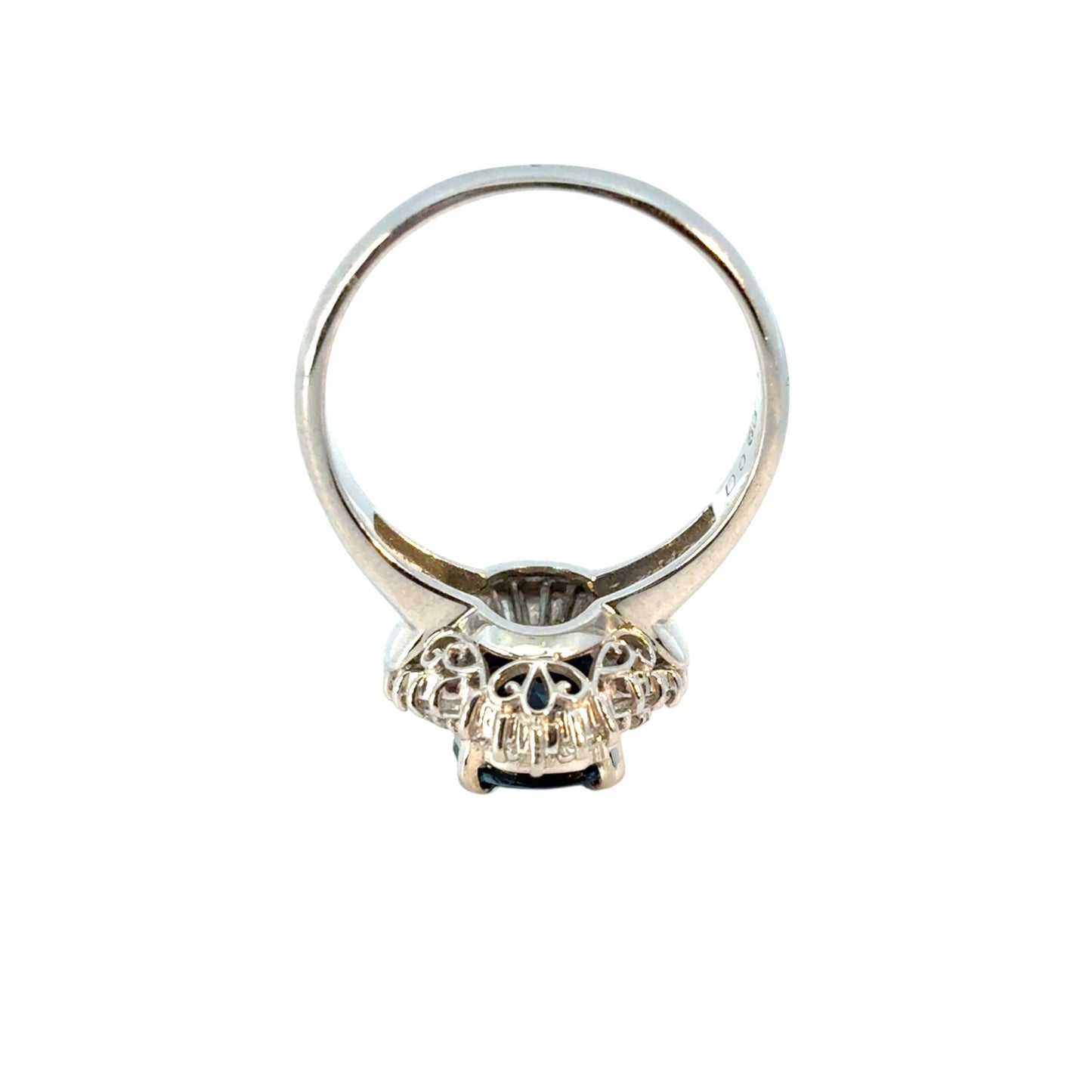 Platinum 1.98ct Oval Sapphire Center Diamond Cocktail Ring
