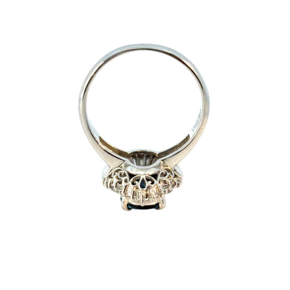 Platinum 1.98ct Oval Sapphire Center Diamond Cocktail Ring