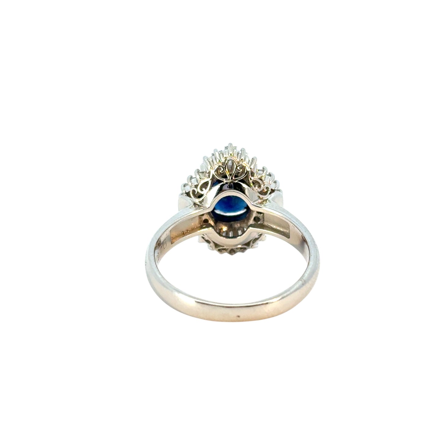 Platinum 1.98ct Oval Sapphire Center Diamond Cocktail Ring