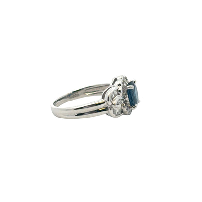 Platinum 1.25ct Oval Sapphire Center 0.47ctw Diamond Cocktail Scalloped Ring