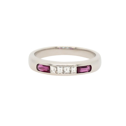 Platinum 0.30ctw Ruby & 0.16ctw Diamond Band
