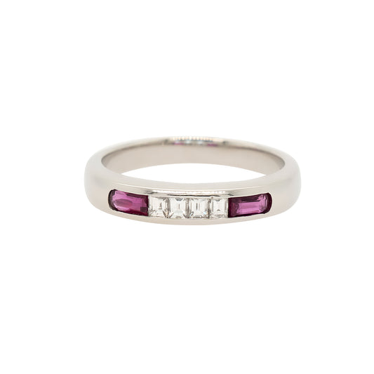 Platinum 0.30ctw Ruby & 0.16ctw Diamond Band