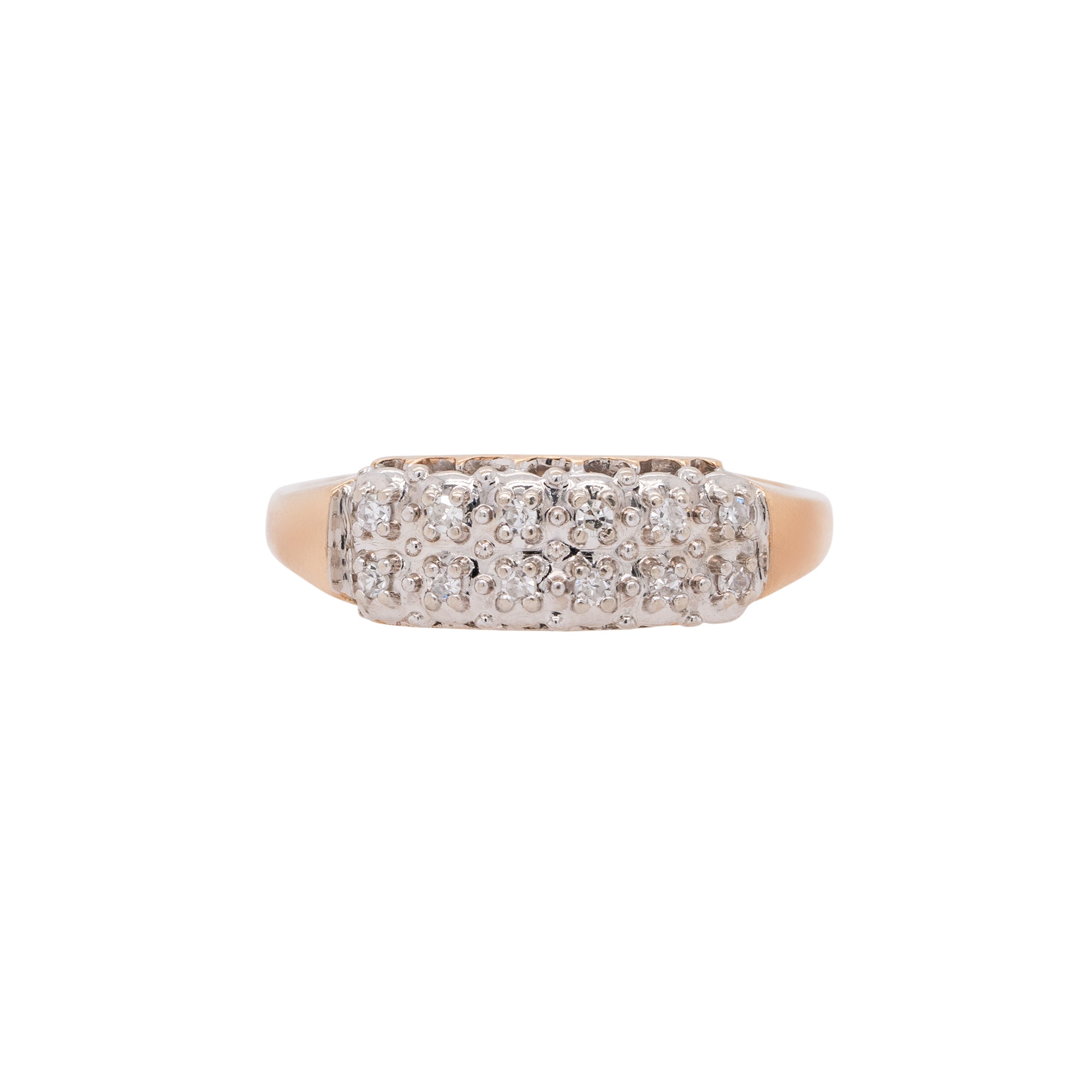 14k Yellow Gold Diamond Cluster Ring Band