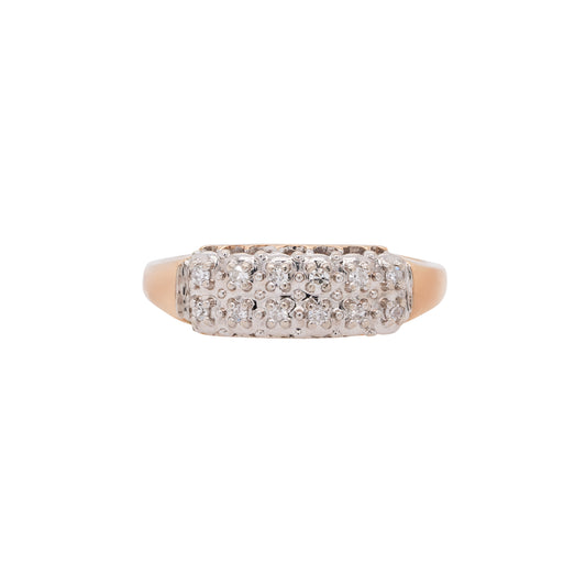 14k Yellow Gold Diamond Cluster Ring Band
