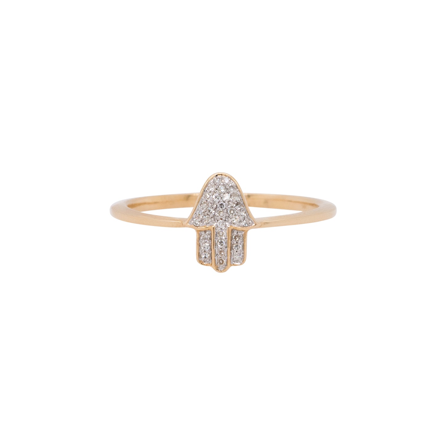 14k Yellow Gold Diamond Hamsa Ring