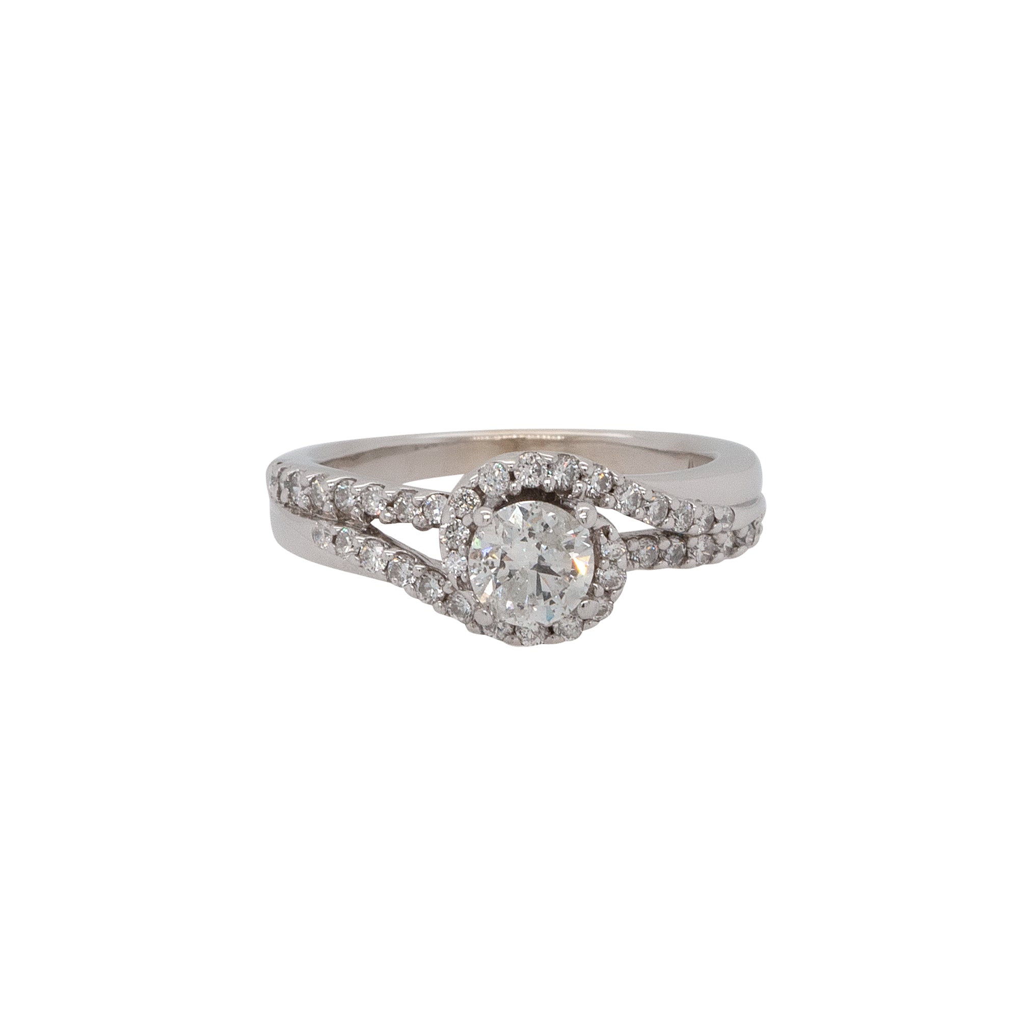 14k White Gold 0.55ctw Round Diamond Engagement Ring
