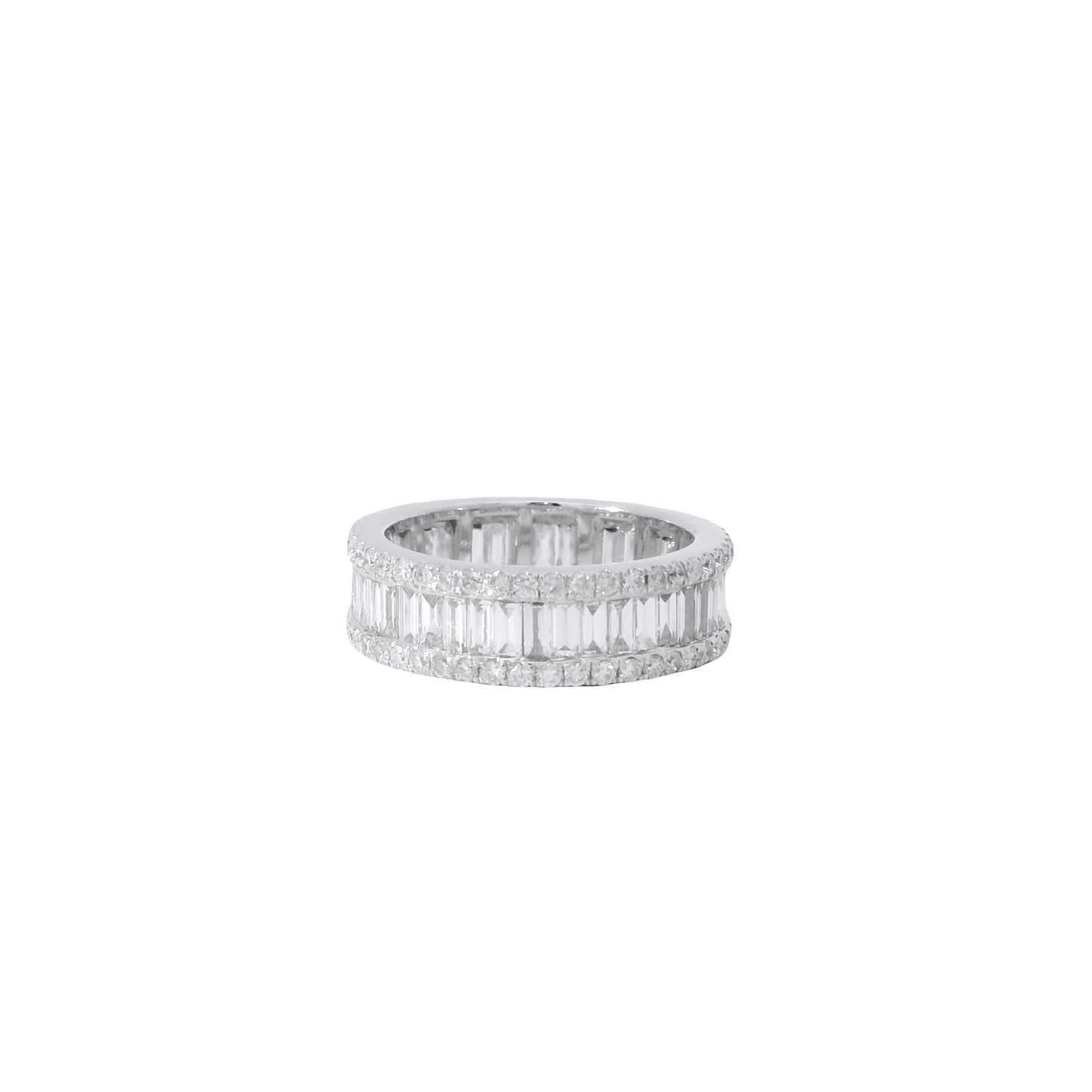 14k White Gold 3.21ctw Mixed Cut Diamond Eternity Band