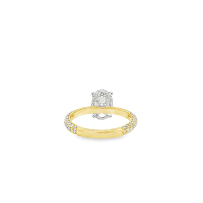 18k White and Yellow Gold GIA Certified 2.01ctw Oval Diamond Ring