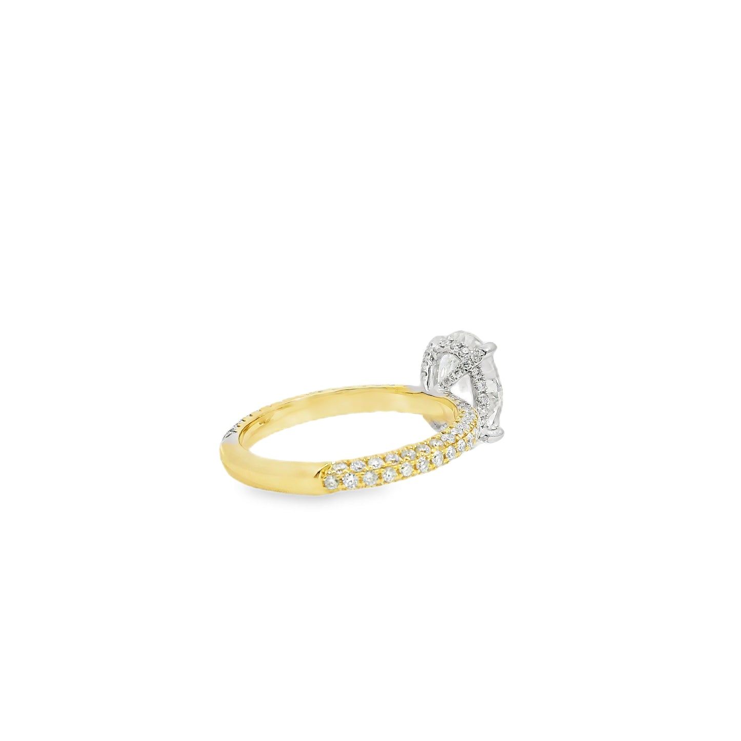 18k White and Yellow Gold GIA Certified 2.01ctw Oval Diamond Ring
