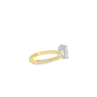 18k White and Yellow Gold GIA Certified 2.01ctw Oval Diamond Ring