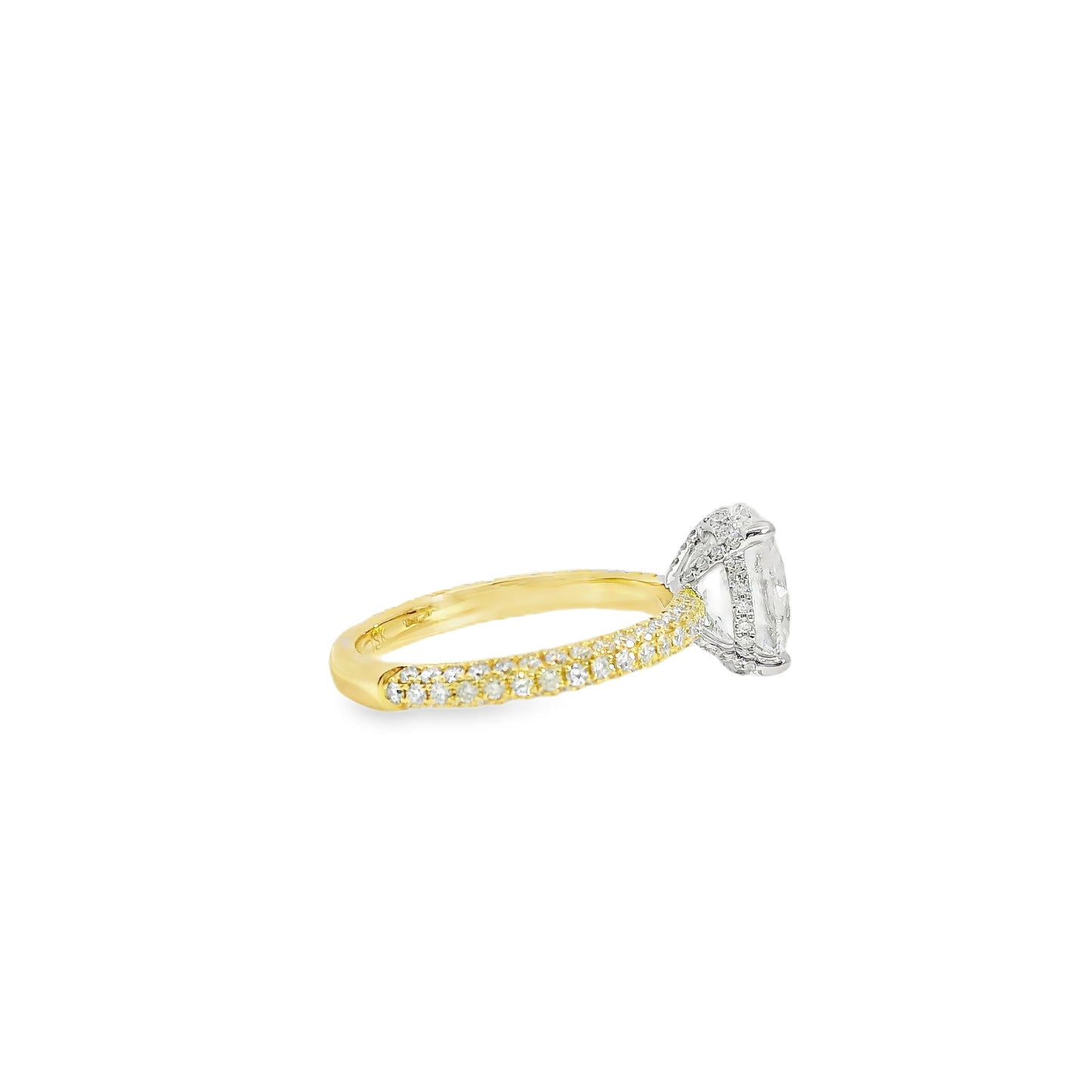 18k White and Yellow Gold GIA Certified 2.01ctw Oval Diamond Ring