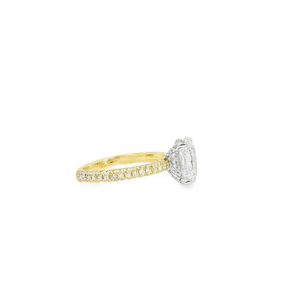 18k White and Yellow Gold GIA Certified 2.01ctw Oval Diamond Ring