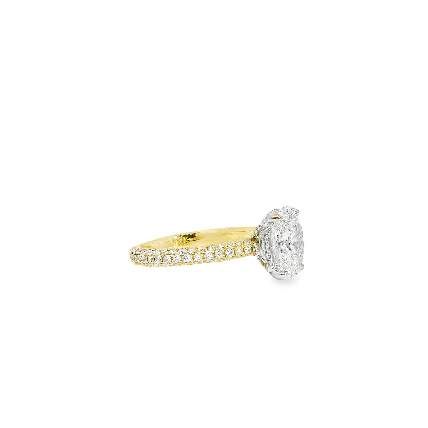 18k White and Yellow Gold GIA Certified 2.01ctw Oval Diamond Ring