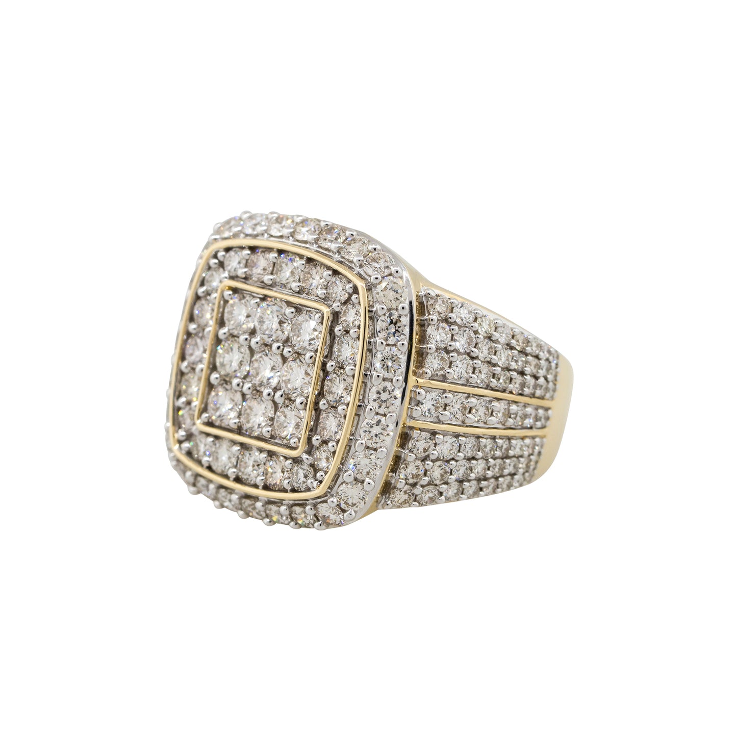 14k Yellow Gold 5ctw Diamond Pave Vintage Style Men’s Ring