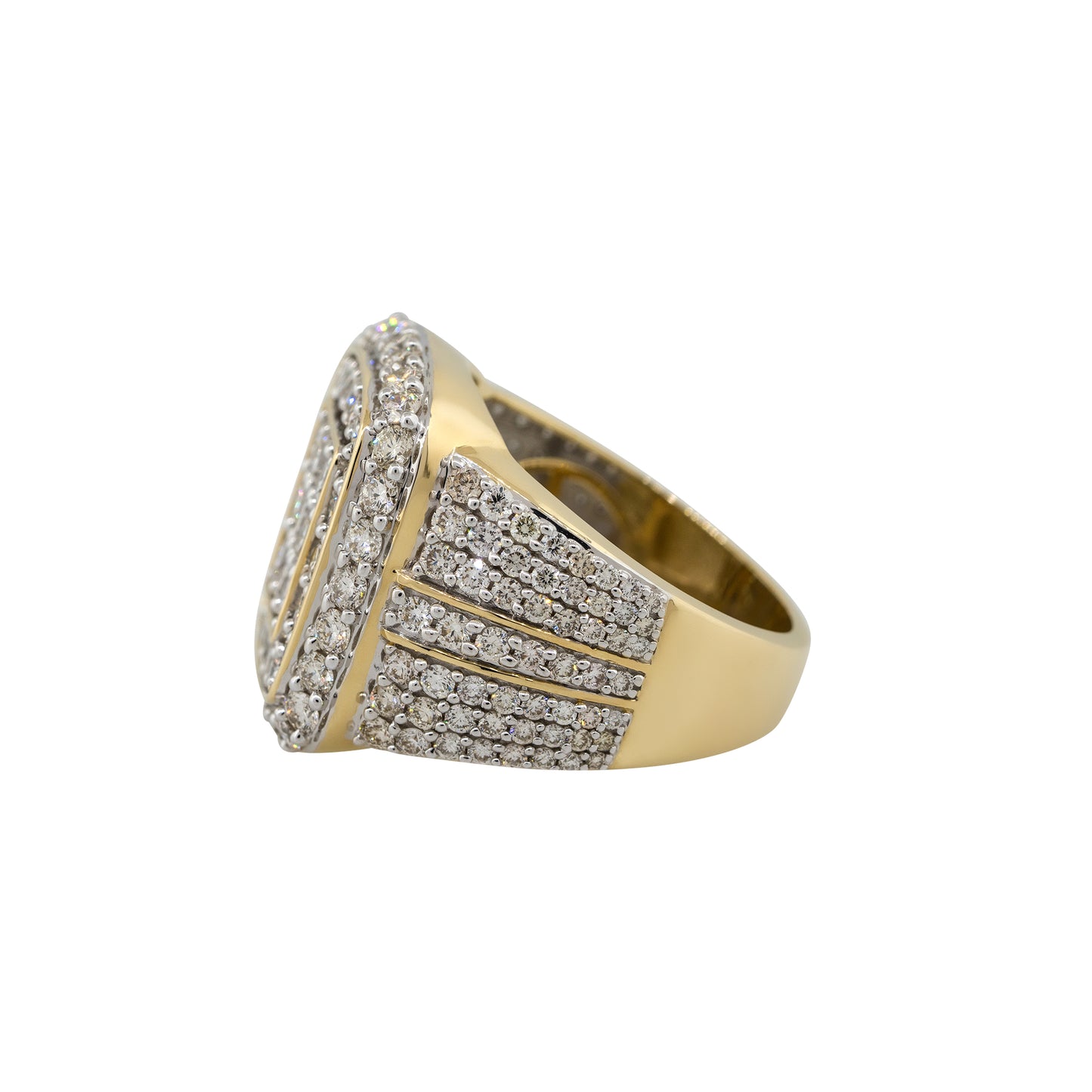 14k Yellow Gold 5ctw Diamond Pave Vintage Style Men’s Ring