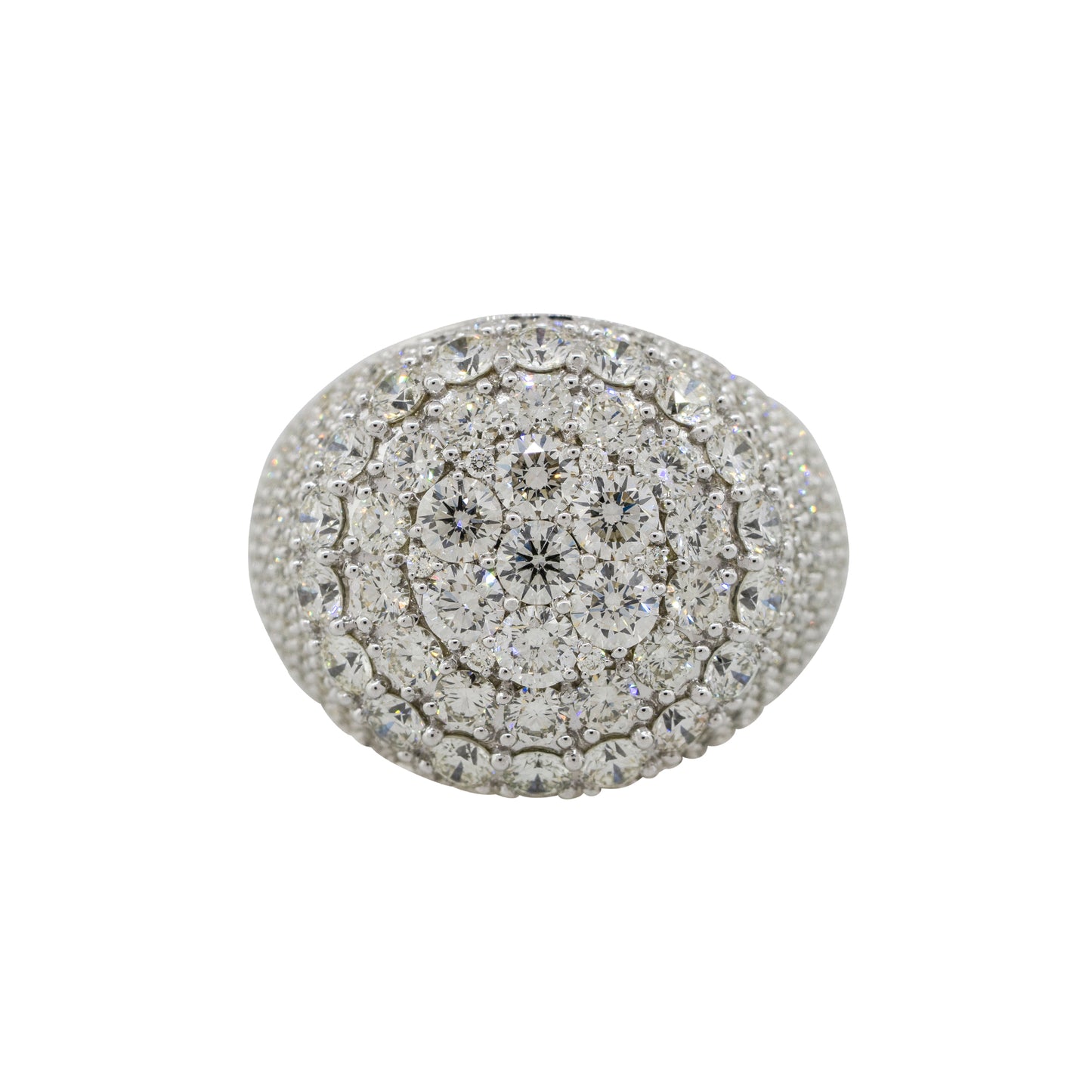 14k White Gold 5.40ctw Round Diamond Half Pave Mens Ring