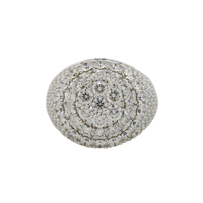 14k White Gold 5.40ctw Round Diamond Half Pave Mens Ring