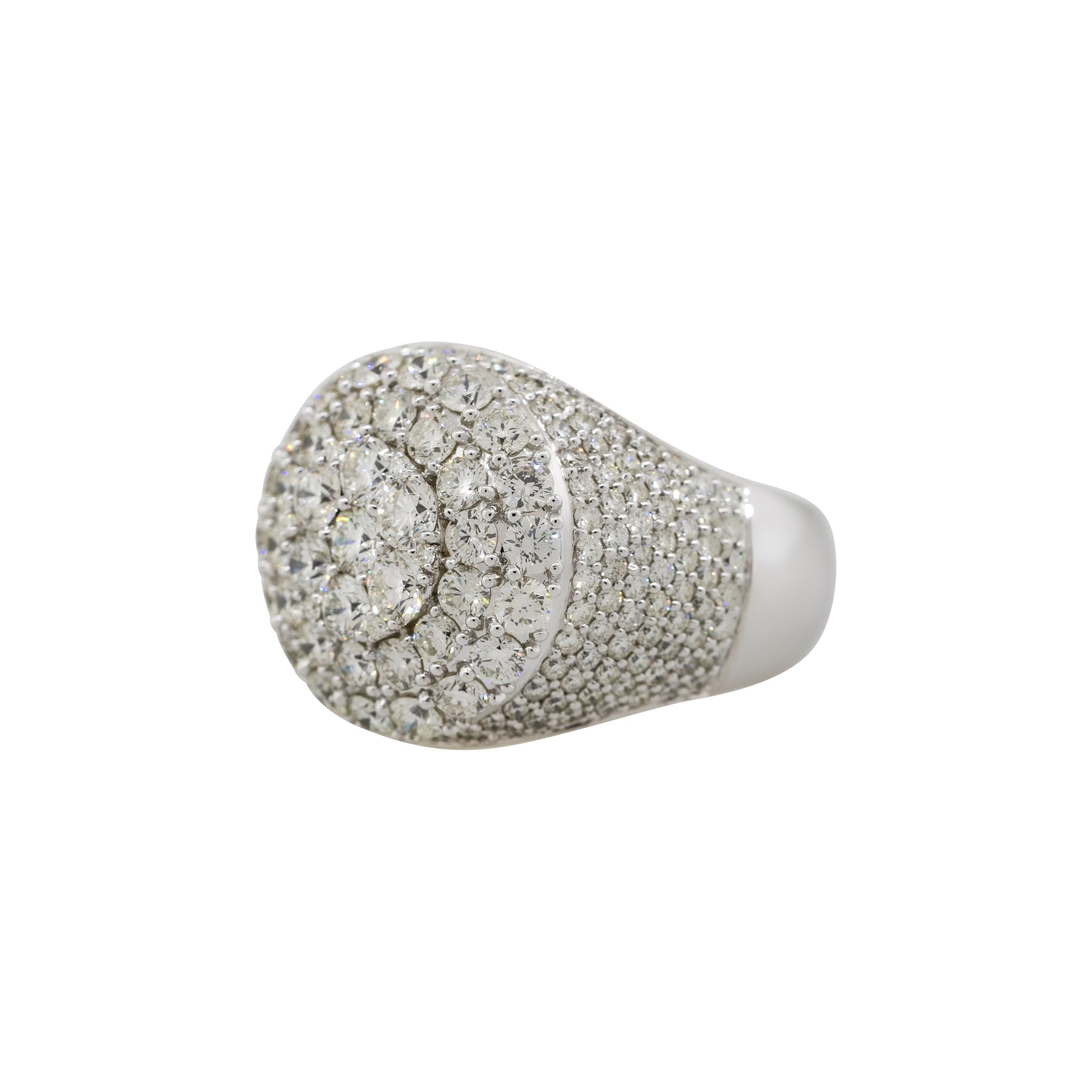 14k White Gold 5.40ctw Round Diamond Half Pave Mens Ring