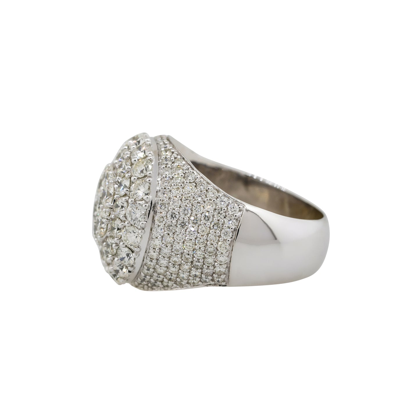 14k White Gold 5.40ctw Round Diamond Half Pave Mens Ring