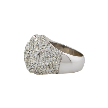 14k White Gold 5.40ctw Round Diamond Half Pave Mens Ring