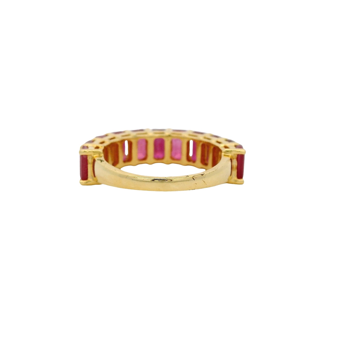 14k Yellow Gold 1.60ctw Emerald Cut Ruby Halfway Band Ring