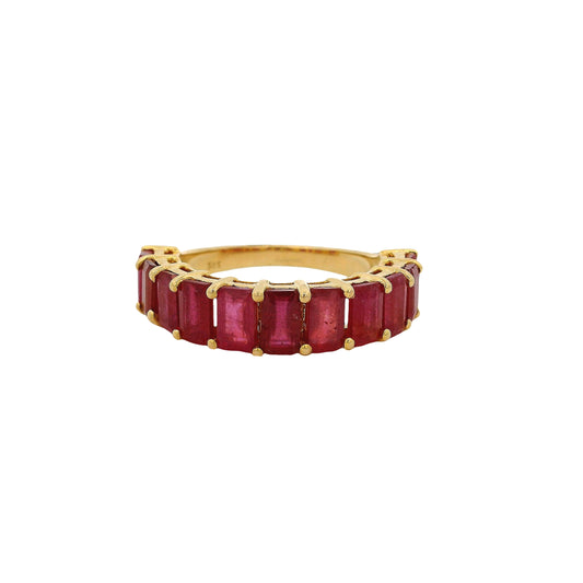 14k Yellow Gold 1.60ctw Emerald Cut Ruby Halfway Band Ring
