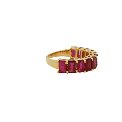 14k Yellow Gold 1.60ctw Emerald Cut Ruby Halfway Band Ring