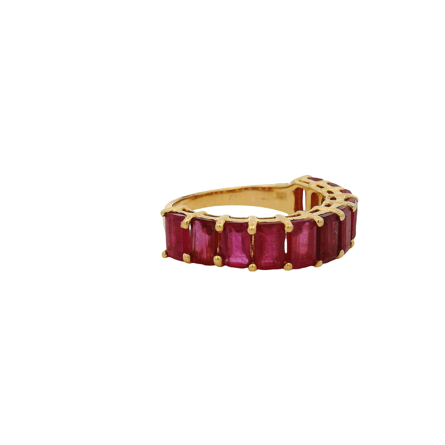14k Yellow Gold 1.60ctw Emerald Cut Ruby Halfway Band Ring