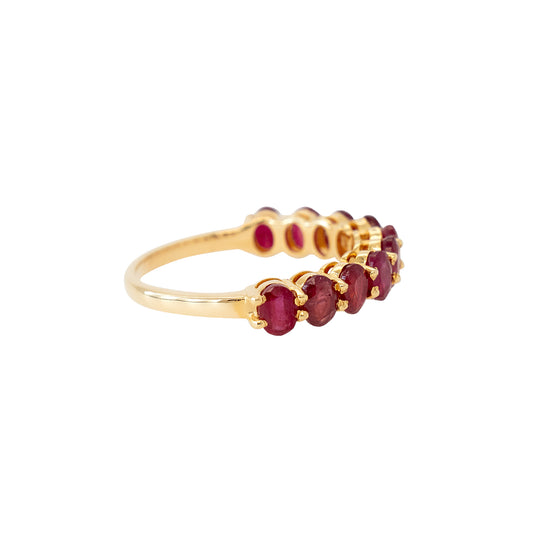 14k Yellow Gold 2.17ctw Oval Cut Ruby Halfway Band
