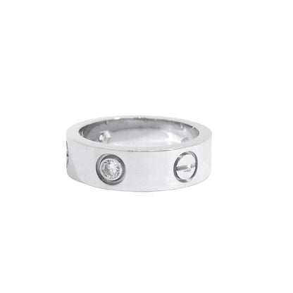 Cartier 18k White Gold 3 Diamond Love Ring
