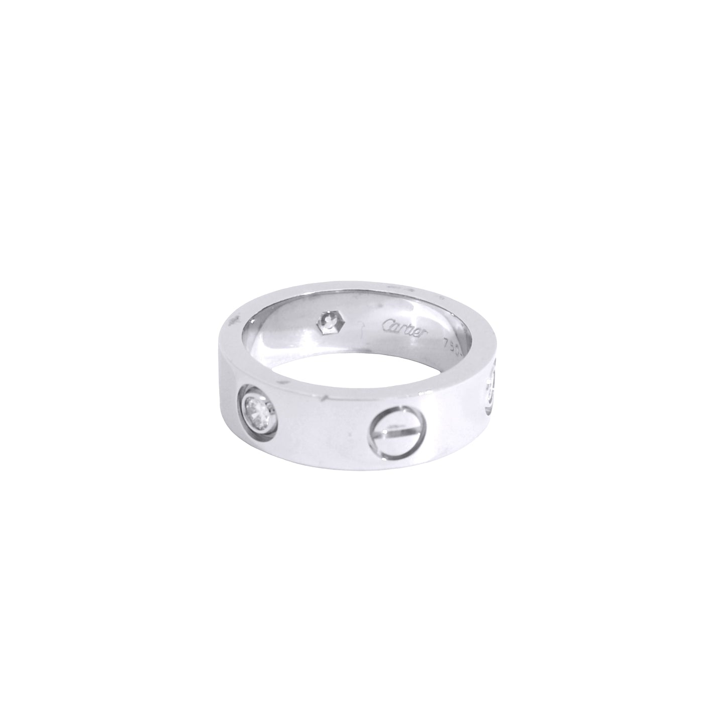 Cartier 18k White Gold 3 Diamond Love Ring