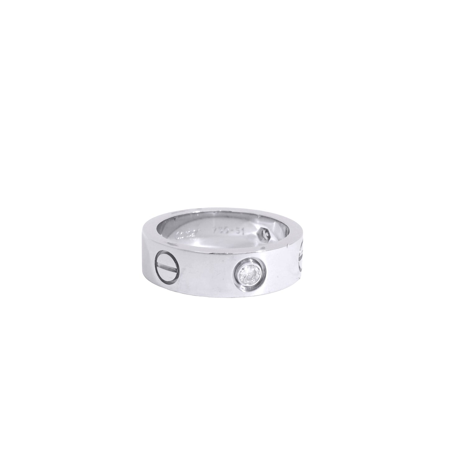Cartier 18k White Gold 3 Diamond Love Ring