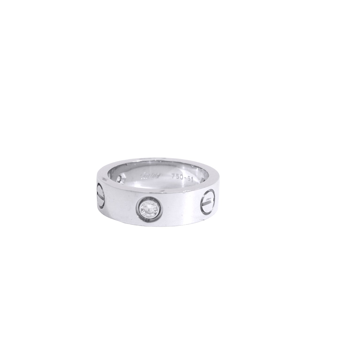 Cartier 18k White Gold 3 Diamond Love Ring