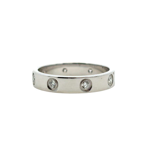 Cartier 18k White Gold Diamond Love Band Ring 