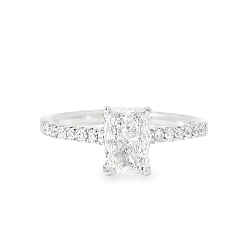 18k White Gold GIA Certified 1.00ct Radiant Cut Diamond Engagement Ring