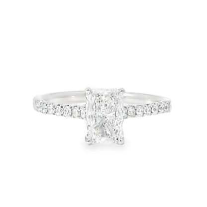 18k White Gold GIA Certified 1.00ct Radiant Cut Diamond Engagement Ring