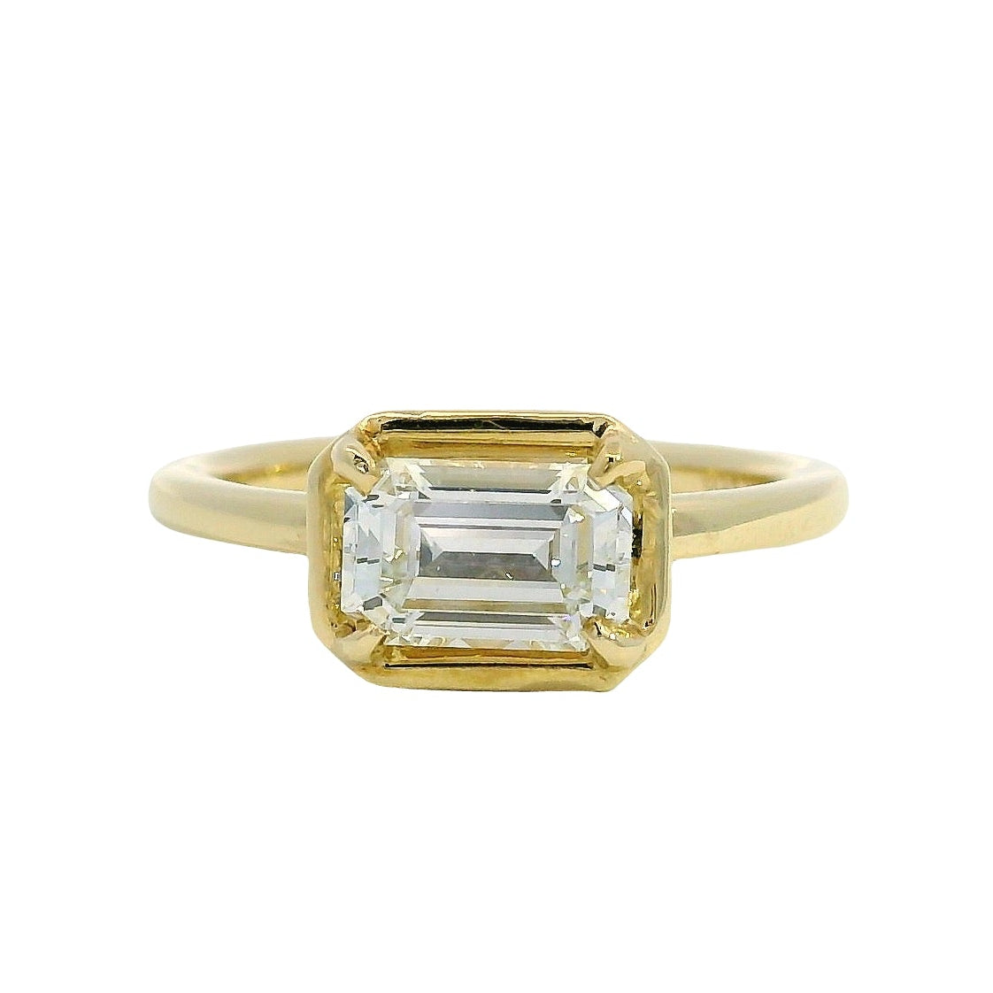 14k Yellow Gold GIA Certified 1.07ct Emerald Cut Diamond Engagement Ring