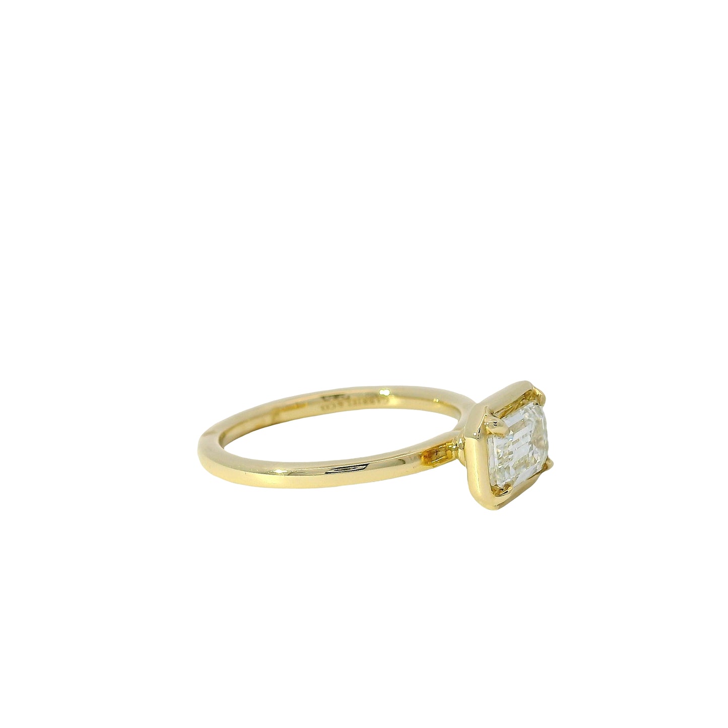 14k Yellow Gold GIA Certified 1.07ct Emerald Cut Diamond Engagement Ring