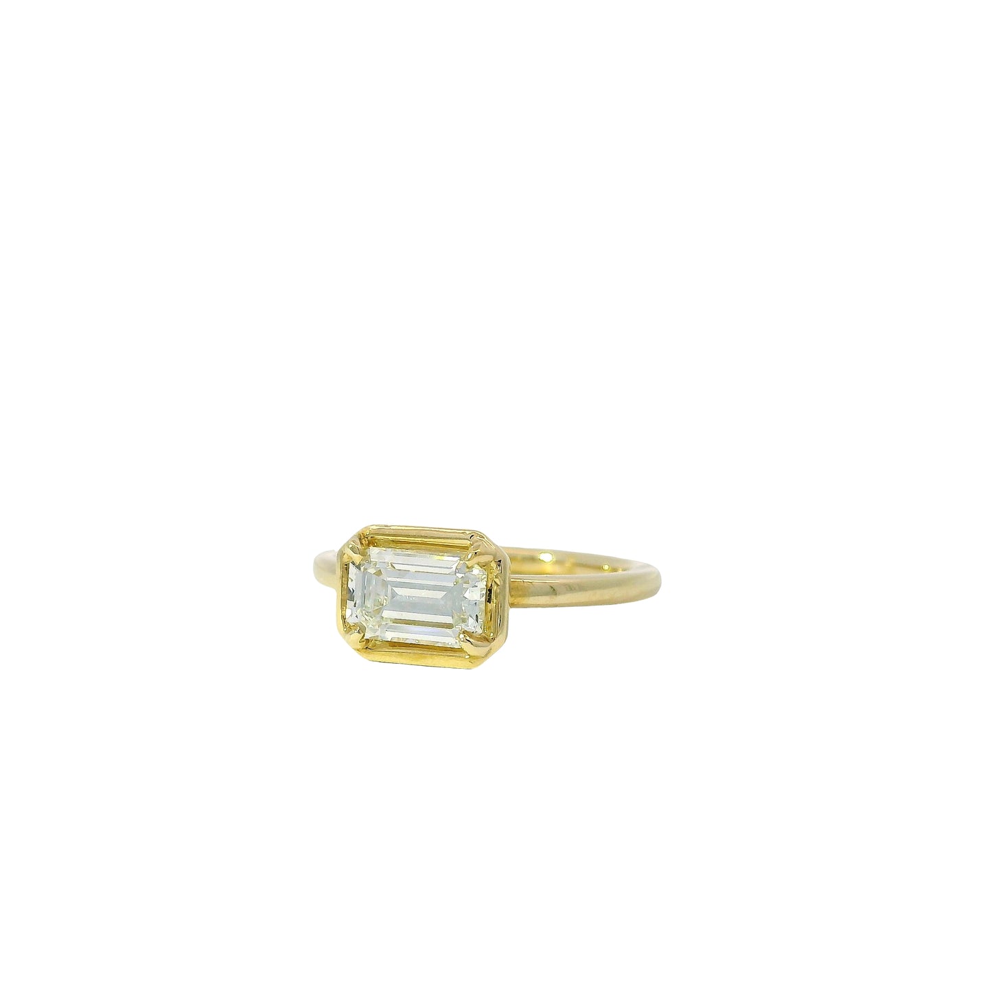 14k Yellow Gold GIA Certified 1.07ct Emerald Cut Diamond Engagement Ring