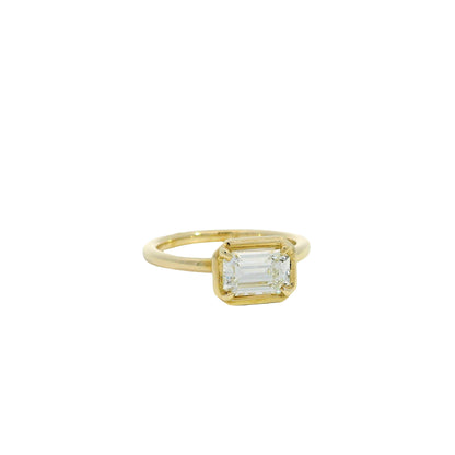 14k Yellow Gold GIA Certified 1.07ct Emerald Cut Diamond Engagement Ring