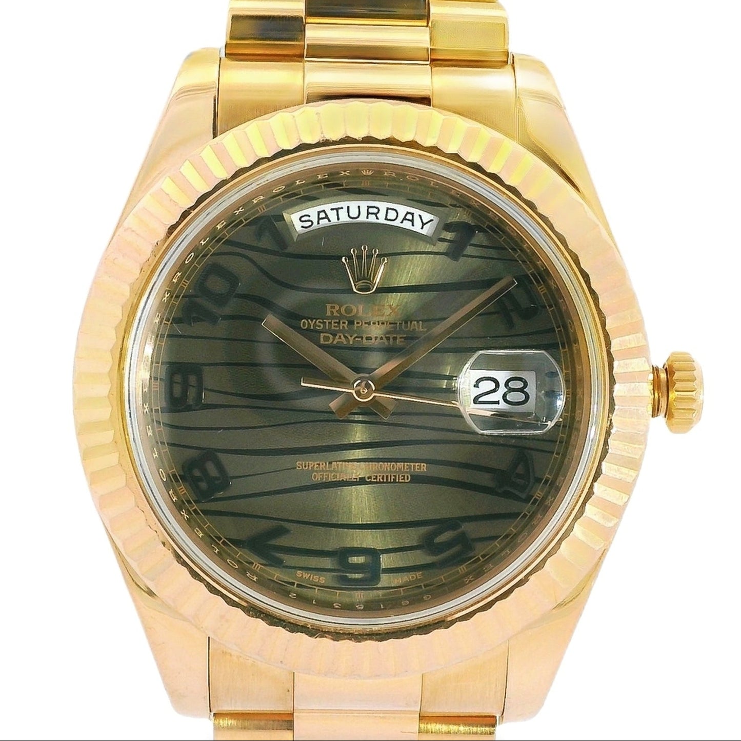 Rolex 218235 Day-Date II 18k Rose Gold with 41mm Bronze Wave Dial Watch