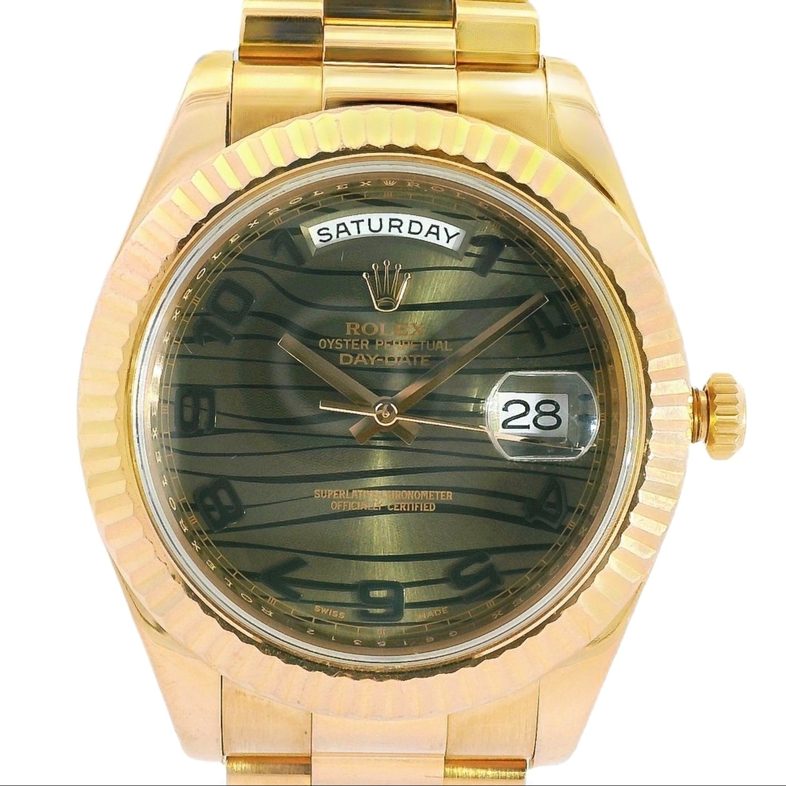 Rolex 218235 Day-Date II 18k Rose Gold with 41mm Bronze Wave Dial Watch