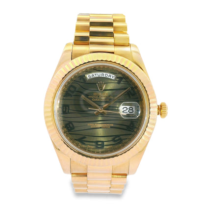 Rolex 218235 Day-Date II 18k Rose Gold with 41mm Bronze Wave Dial Watch