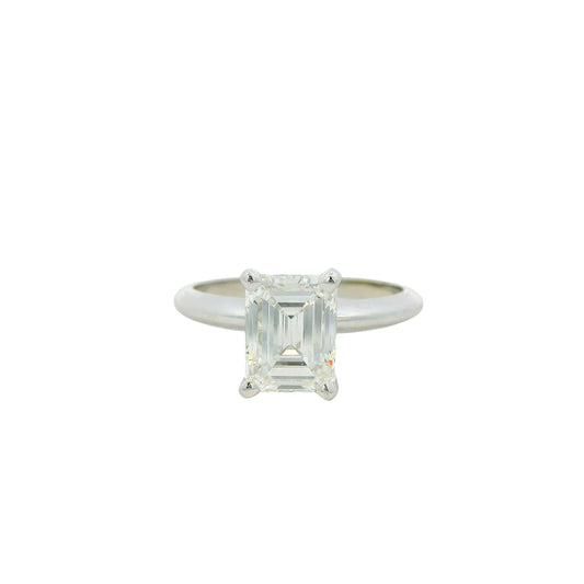 18k White Gold 2.40ct GIA-Certified Emerald-Cut Diamond Engagement Ring