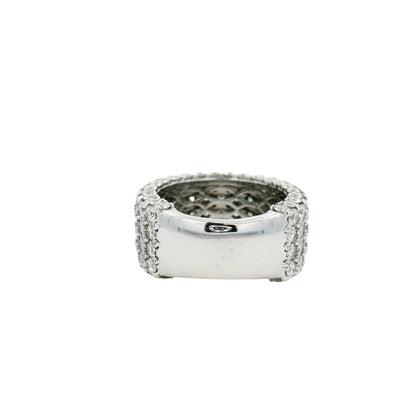 18k White Gold 7.05ctw Round Brilliant Natural Diamond Pave Wide Ring