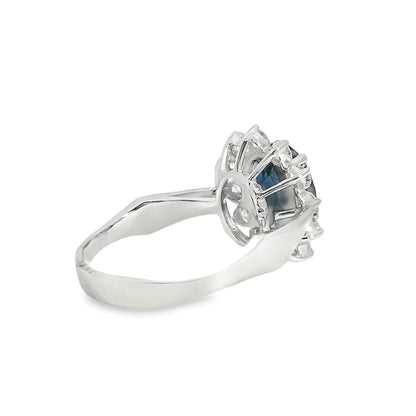 14k White Gold 0.60ctw Oval Blue Sapphire 0.40ctw Natural Diamond Ring