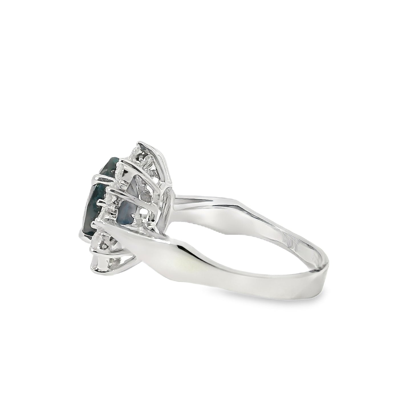 14k White Gold 0.60ctw Oval Blue Sapphire 0.40ctw Natural Diamond Ring